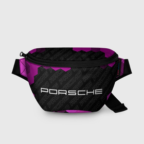 Поясная сумка 3D с принтом Porsche pro racing: надпись и символ в Петрозаводске, 100% полиэстер | плотная ткань, ремень с регулируемой длиной, внутри несколько карманов для мелочей, основное отделение и карман с обратной стороны сумки застегиваются на молнию | 