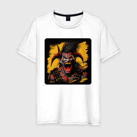 Мужская футболка хлопок с принтом Демон орёт в Курске, 100% хлопок | прямой крой, круглый вырез горловины, длина до линии бедер, слегка спущенное плечо. | 