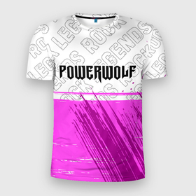 Мужская футболка 3D Slim с принтом Powerwolf rock legends: символ сверху в Белгороде, 100% полиэстер с улучшенными характеристиками | приталенный силуэт, круглая горловина, широкие плечи, сужается к линии бедра | 
