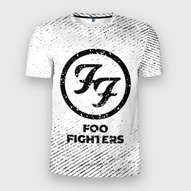 Мужская футболка 3D Slim с принтом Foo Fighters с потертостями на светлом фоне в Тюмени, 100% полиэстер с улучшенными характеристиками | приталенный силуэт, круглая горловина, широкие плечи, сужается к линии бедра | Тематика изображения на принте: 