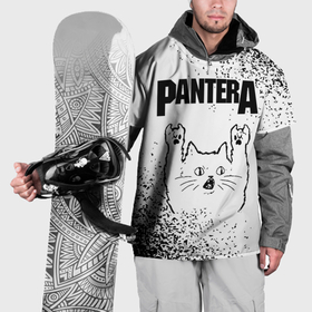 Накидка на куртку 3D с принтом Pantera рок кот на светлом фоне в Новосибирске, 100% полиэстер |  | 