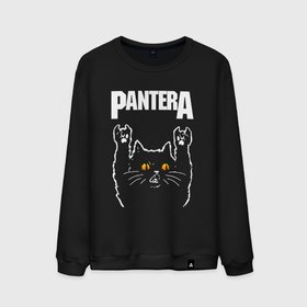 Мужской свитшот хлопок с принтом Pantera rock cat в Новосибирске, 100% хлопок |  | 