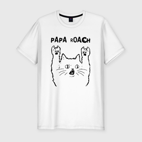 Мужская футболка хлопок Slim с принтом Papa Roach   rock cat , 92% хлопок, 8% лайкра | приталенный силуэт, круглый вырез ворота, длина до линии бедра, короткий рукав | 