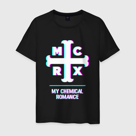 Мужская футболка хлопок с принтом My Chemical Romance glitch rock в Белгороде, 100% хлопок | прямой крой, круглый вырез горловины, длина до линии бедер, слегка спущенное плечо. | Тематика изображения на принте: 
