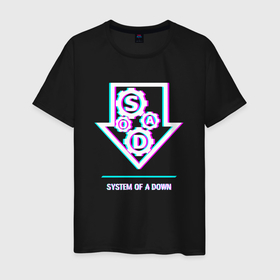 Мужская футболка хлопок с принтом System of a Down glitch rock в Петрозаводске, 100% хлопок | прямой крой, круглый вырез горловины, длина до линии бедер, слегка спущенное плечо. | 