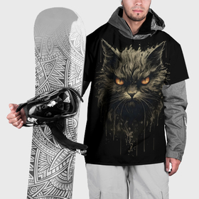 Накидка на куртку 3D с принтом Злой и красивый котик в Белгороде, 100% полиэстер |  | Тематика изображения на принте: 