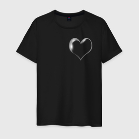 Мужская футболка хлопок с принтом мыльный пузырь в виде сердца в Екатеринбурге, 100% хлопок | прямой крой, круглый вырез горловины, длина до линии бедер, слегка спущенное плечо. | 