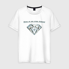 Мужская футболка хлопок с принтом Shine on you crazy diamond в Тюмени, 100% хлопок | прямой крой, круглый вырез горловины, длина до линии бедер, слегка спущенное плечо. | Тематика изображения на принте: 