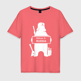 Мужская футболка хлопок Oversize с принтом Россия глазами иностранцев в Петрозаводске, 100% хлопок | свободный крой, круглый ворот, “спинка” длиннее передней части | 