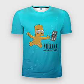 Мужская футболка 3D Slim с принтом Nirvana   Simpson в Кировске, 100% полиэстер с улучшенными характеристиками | приталенный силуэт, круглая горловина, широкие плечи, сужается к линии бедра | 