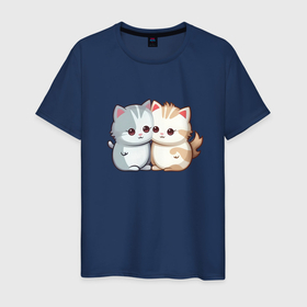 Мужская футболка хлопок с принтом cute cats в Белгороде, 100% хлопок | прямой крой, круглый вырез горловины, длина до линии бедер, слегка спущенное плечо. | 