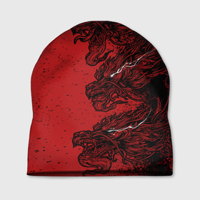 Шапка 3D с принтом Красные драконы , 100% полиэстер | универсальный размер, печать по всей поверхности изделия | 