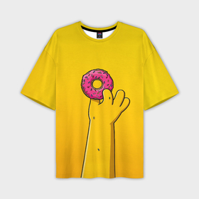 Мужская футболка oversize 3D с принтом Гомер и пончик в Курске,  |  | Тематика изображения на принте: 