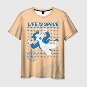 Мужская футболка 3D с принтом Futurama: Life is Space в Кировске, 100% полиэфир | прямой крой, круглый вырез горловины, длина до линии бедер | Тематика изображения на принте: 