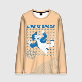 Мужской лонгслив 3D с принтом Futurama: Life is Space в Санкт-Петербурге, 100% полиэстер | длинные рукава, круглый вырез горловины, полуприлегающий силуэт | 