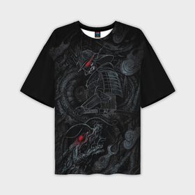 Мужская футболка oversize 3D с принтом Dragon and samurai ,  |  | 