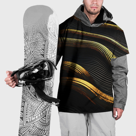 Накидка на куртку 3D с принтом Золотистые волны абстракция в Курске, 100% полиэстер |  | Тематика изображения на принте: 