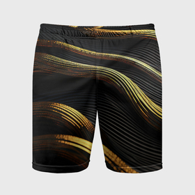 Мужские шорты спортивные с принтом Золотистые волны абстракция в Курске,  |  | 