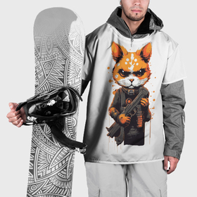 Накидка на куртку 3D с принтом Кот охранник в Кировске, 100% полиэстер |  | 