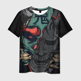 Мужская футболка 3D с принтом Демон самурай   Они в Белгороде, 100% полиэфир | прямой крой, круглый вырез горловины, длина до линии бедер | Тематика изображения на принте: 