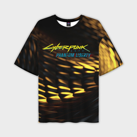 Мужская футболка oversize 3D с принтом Cyberpunk 2077  phantom liberty black gold в Курске,  |  | Тематика изображения на принте: 