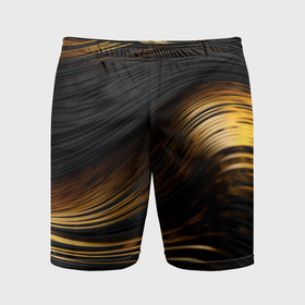 Мужские шорты спортивные с принтом Black gold waves в Белгороде,  |  | Тематика изображения на принте: 