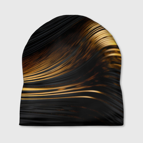 Шапка 3D с принтом Black gold waves в Екатеринбурге, 100% полиэстер | универсальный размер, печать по всей поверхности изделия | Тематика изображения на принте: 