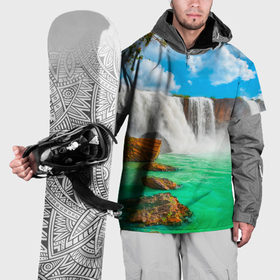 Накидка на куртку 3D с принтом Красочные водопады в Екатеринбурге, 100% полиэстер |  | 