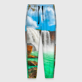 Мужские брюки 3D с принтом Красочные водопады , 100% полиэстер | манжеты по низу, эластичный пояс регулируется шнурком, по бокам два кармана без застежек, внутренняя часть кармана из мелкой сетки | 