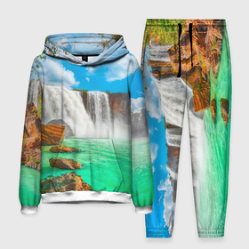 Мужской костюм с толстовкой 3D с принтом Красочные водопады в Екатеринбурге,  |  | 