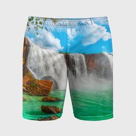 Мужские шорты спортивные с принтом Красочные водопады в Санкт-Петербурге,  |  | 