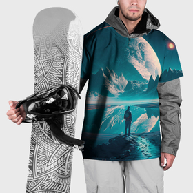 Накидка на куртку 3D с принтом Человек на неизвестной планете в Белгороде, 100% полиэстер |  | 