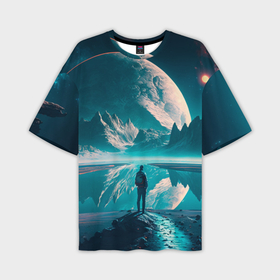 Мужская футболка oversize 3D с принтом Человек на неизвестной планете в Белгороде,  |  | 