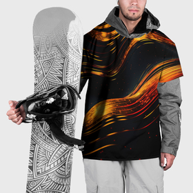 Накидка на куртку 3D с принтом Темные золотые волнистые линии в Тюмени, 100% полиэстер |  | Тематика изображения на принте: 