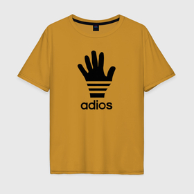 Мужская футболка хлопок Oversize с принтом Adios в Белгороде, 100% хлопок | свободный крой, круглый ворот, “спинка” длиннее передней части | 