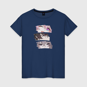 Женская футболка хлопок с принтом Любимые персонажи Honkai в Санкт-Петербурге, 100% хлопок | прямой крой, круглый вырез горловины, длина до линии бедер, слегка спущенное плечо | 