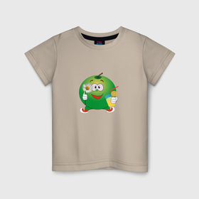 Детская футболка хлопок с принтом Яблоко с лимонадом в Екатеринбурге, 100% хлопок | круглый вырез горловины, полуприлегающий силуэт, длина до линии бедер | 