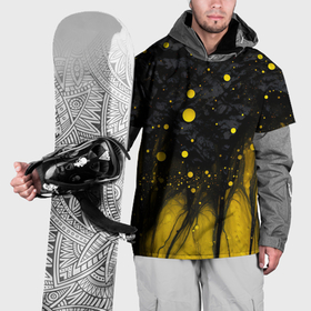 Накидка на куртку 3D с принтом Желтые брызги на черном фоне в Новосибирске, 100% полиэстер |  | 