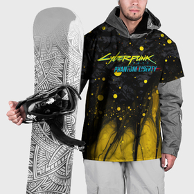 Накидка на куртку 3D с принтом Cyberpunk 2077 phantom  liberty black gold в Тюмени, 100% полиэстер |  | 