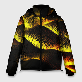 Мужская зимняя куртка 3D с принтом Золотистые   линии в Курске, верх — 100% полиэстер; подкладка — 100% полиэстер; утеплитель — 100% полиэстер | длина ниже бедра, свободный силуэт Оверсайз. Есть воротник-стойка, отстегивающийся капюшон и ветрозащитная планка. 

Боковые карманы с листочкой на кнопках и внутренний карман на молнии. | 