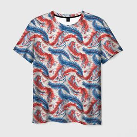 Мужская футболка 3D с принтом Русский   орнамент в Санкт-Петербурге, 100% полиэфир | прямой крой, круглый вырез горловины, длина до линии бедер | 