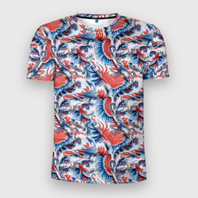 Мужская футболка 3D Slim с принтом Русский орнамент паттерн в Белгороде, 100% полиэстер с улучшенными характеристиками | приталенный силуэт, круглая горловина, широкие плечи, сужается к линии бедра | 