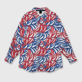 Мужская рубашка oversize 3D с принтом Белые  синие красные узоры в Екатеринбурге,  |  | 
