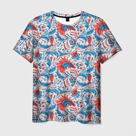Мужская футболка 3D с принтом Русские  узоры в Санкт-Петербурге, 100% полиэфир | прямой крой, круглый вырез горловины, длина до линии бедер | 