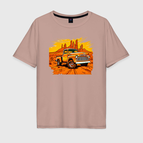 Мужская футболка хлопок Oversize с принтом Шевроле грузовик в Тюмени, 100% хлопок | свободный крой, круглый ворот, “спинка” длиннее передней части | 