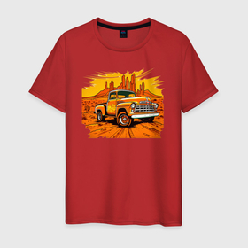 Мужская футболка хлопок с принтом Шевроле грузовик , 100% хлопок | прямой крой, круглый вырез горловины, длина до линии бедер, слегка спущенное плечо. | 