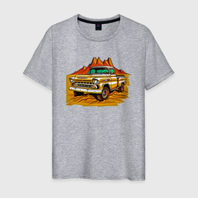 Мужская футболка хлопок с принтом Шевроле грузовик , 100% хлопок | прямой крой, круглый вырез горловины, длина до линии бедер, слегка спущенное плечо. | 