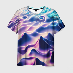 Мужская футболка 3D с принтом Морское дно абстракция в Курске, 100% полиэфир | прямой крой, круглый вырез горловины, длина до линии бедер | 