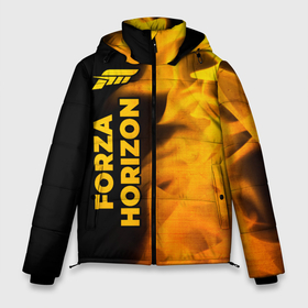 Мужская зимняя куртка 3D с принтом Forza Horizon   gold gradient: по вертикали в Санкт-Петербурге, верх — 100% полиэстер; подкладка — 100% полиэстер; утеплитель — 100% полиэстер | длина ниже бедра, свободный силуэт Оверсайз. Есть воротник-стойка, отстегивающийся капюшон и ветрозащитная планка. 

Боковые карманы с листочкой на кнопках и внутренний карман на молнии. | 