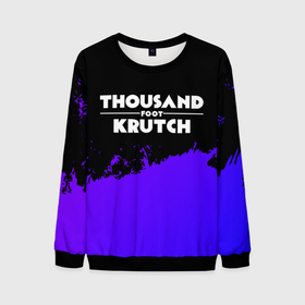 Мужской свитшот 3D с принтом Thousand Foot Krutch purple grunge в Курске, 100% полиэстер с мягким внутренним слоем | круглый вырез горловины, мягкая резинка на манжетах и поясе, свободная посадка по фигуре | 